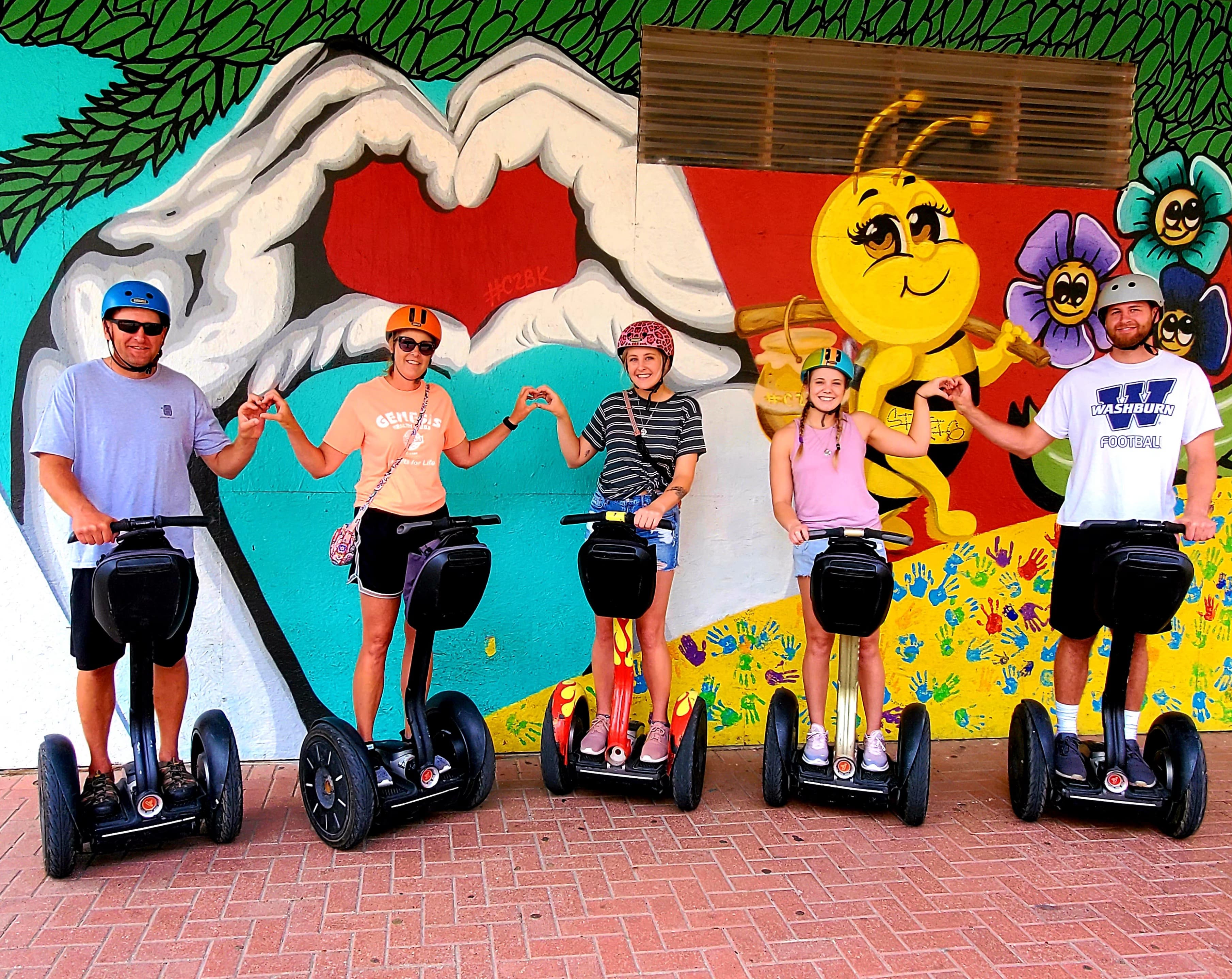 Ghost tour participants at haunted Galveston location