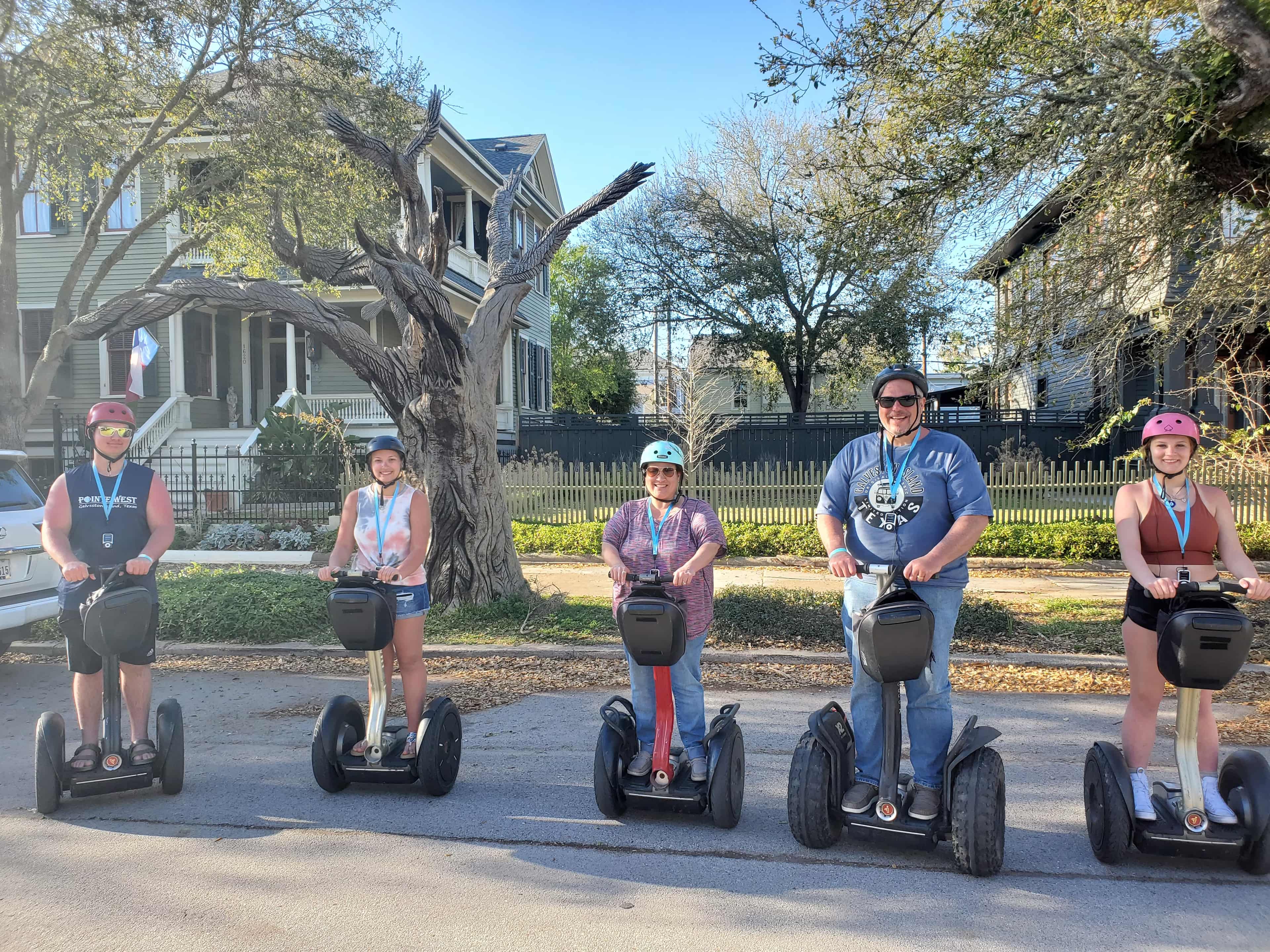Segway tour group at historic Galveston location